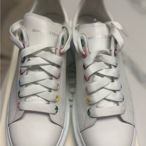 Men’s Alexander McQueen White Sneakers with Colorful Eyelets